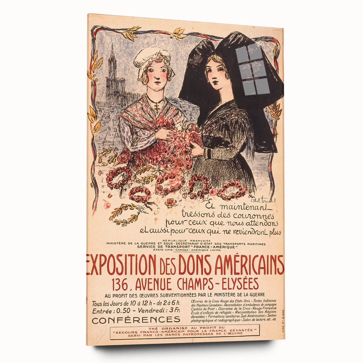 Vintage Exhibition Poster Art – Classic French Design with Red Accents
