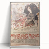 Vintage Exhibition Poster Art – Classic French Design with Red Accents