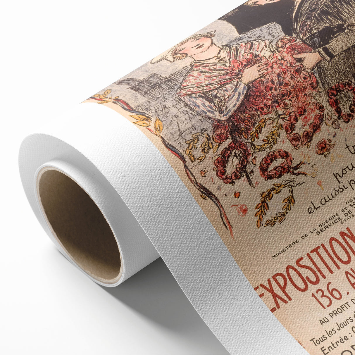 Vintage Exhibition Poster Art – Classic French Design with Red Accents