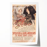 Vintage Exhibition Poster Art – Classic French Design with Red Accents