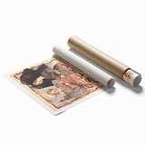 Vintage Exhibition Poster Art – Classic French Design with Red Accents