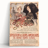 Vintage Exhibition Poster Art – Classic French Design with Red Accents