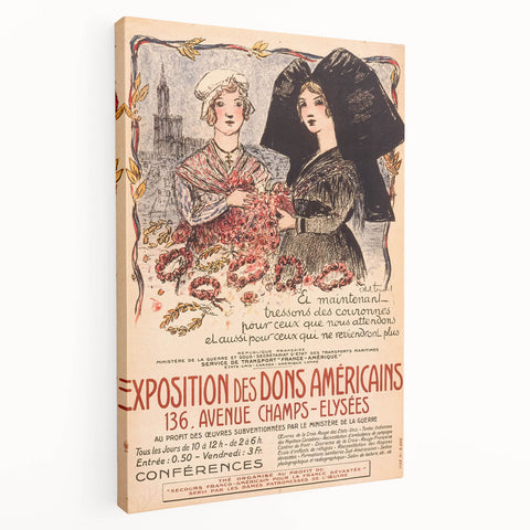 Vintage Exhibition Poster Art – Classic French Design with Red Accents