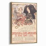 Vintage Exhibition Poster Art – Classic French Design with Red Accents