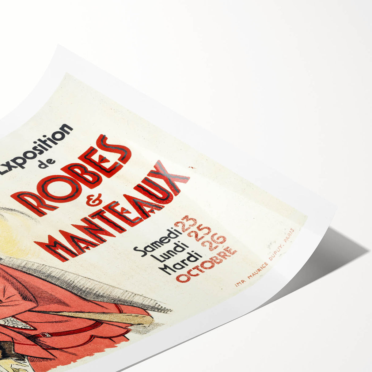 Vintage Fashion Poster Art – Retro Design with Red & Teal Accents