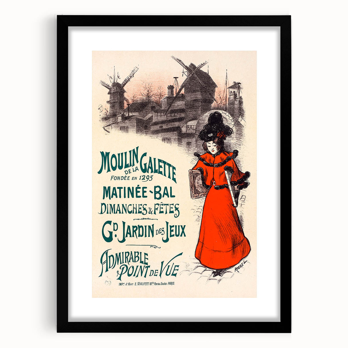 Vintage Exhibition Poster – Moulin de la Galette Retro Art Print