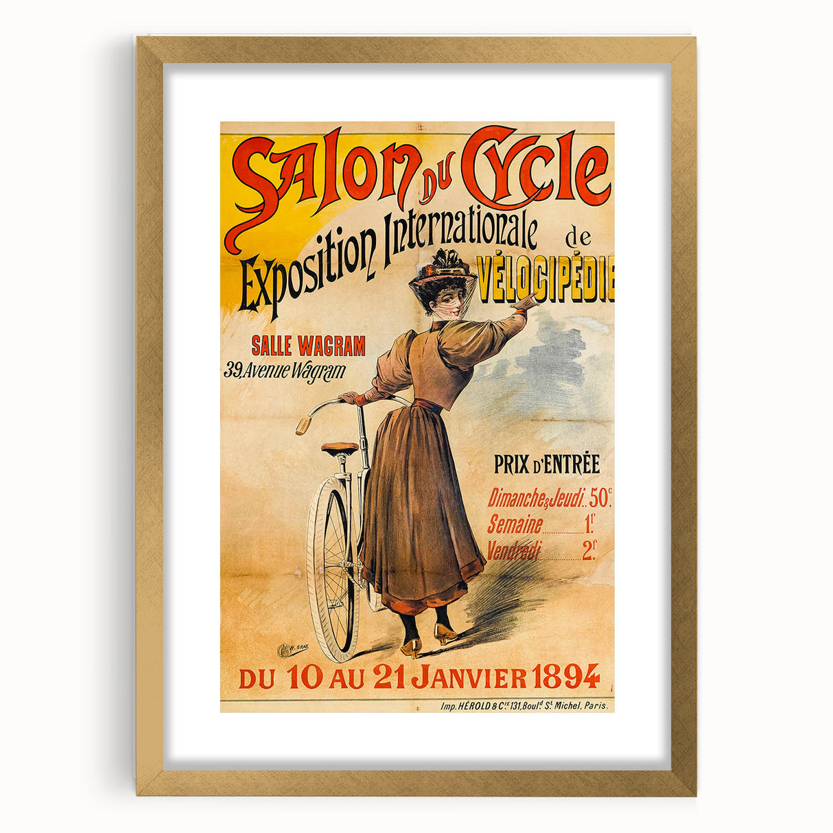 Vintage Exhibition Poster - Antique Velocipede Cycle Art Print