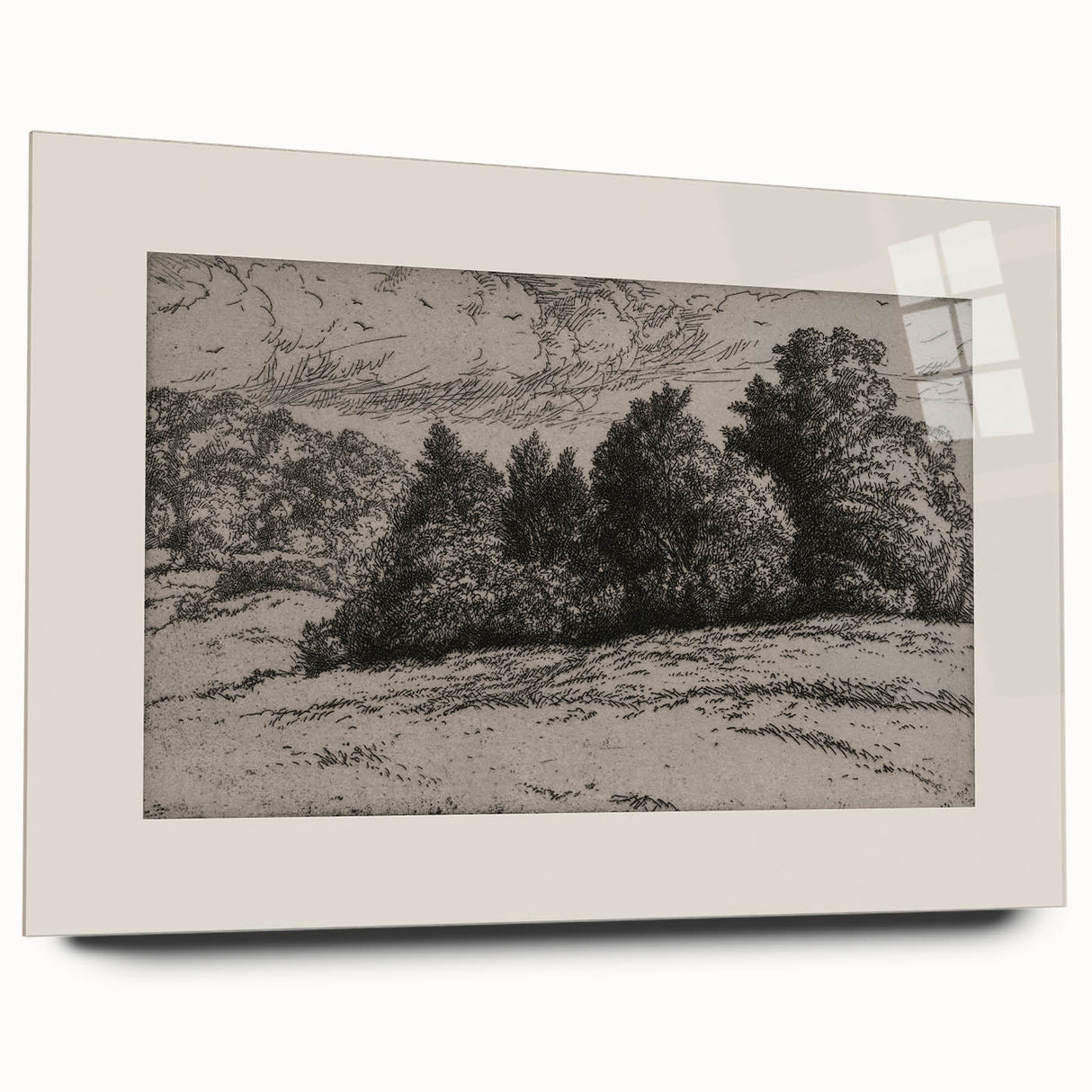Vintage Landscape Etching - Forest Trees Sketch Canvas