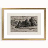Vintage Landscape Etching - Forest Trees Sketch Canvas
