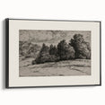 Vintage Landscape Etching - Forest Trees Sketch Canvas