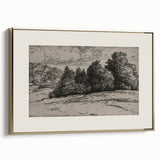 Vintage Landscape Etching - Forest Trees Sketch Canvas