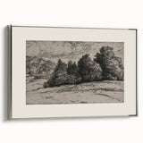 Vintage Landscape Etching - Forest Trees Sketch Canvas