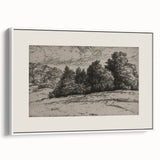 Vintage Landscape Etching - Forest Trees Sketch Canvas