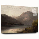 Vintage Mountain Landscape Art - Tranquil Lake with Sheep Canvas