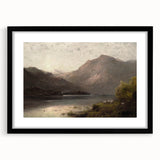 Vintage Mountain Landscape Art - Tranquil Lake with Sheep Canvas