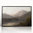 Vintage Mountain Landscape Art - Tranquil Lake with Sheep Canvas