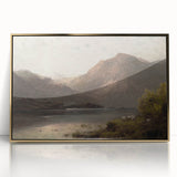 Vintage Mountain Landscape Art - Tranquil Lake with Sheep Canvas