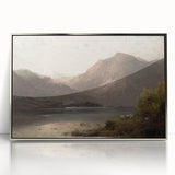 Vintage Mountain Landscape Art - Tranquil Lake with Sheep Canvas