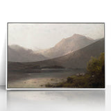 Vintage Mountain Landscape Art - Tranquil Lake with Sheep Canvas