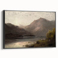 Vintage Mountain Landscape Art - Tranquil Lake with Sheep Canvas