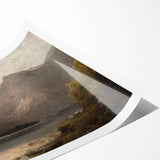 Vintage Mountain Landscape Art - Tranquil Lake with Sheep Canvas