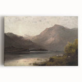 Vintage Mountain Landscape Art - Tranquil Lake with Sheep Canvas