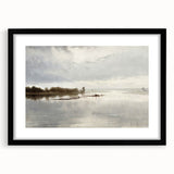 Vintage Riverside Landscape Art - Calm River with Boats Canvas