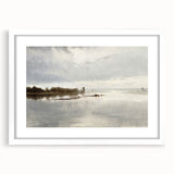 Vintage Riverside Landscape Art - Calm River with Boats Canvas