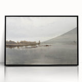 Vintage Riverside Landscape Art - Calm River with Boats Canvas