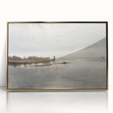 Vintage Riverside Landscape Art - Calm River with Boats Canvas