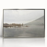 Vintage Riverside Landscape Art - Calm River with Boats Canvas