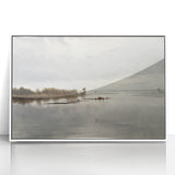 Vintage Riverside Landscape Art - Calm River with Boats Canvas