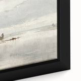 Vintage Riverside Landscape Art - Calm River with Boats Canvas