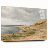 Vintage Coastal Landscape Art - Tranquil Seaside with Boats Canvas