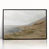 Vintage Coastal Landscape Art - Tranquil Seaside with Boats Canvas