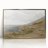 Vintage Coastal Landscape Art - Tranquil Seaside with Boats Canvas