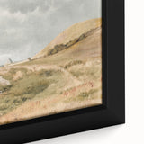 Vintage Coastal Landscape Art - Tranquil Seaside with Boats Canvas