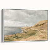 Vintage Coastal Landscape Art - Tranquil Seaside with Boats Canvas