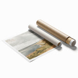 Vintage Coastal Landscape Art - Tranquil Seaside with Boats Canvas