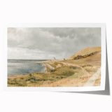 Vintage Coastal Landscape Art - Tranquil Seaside with Boats Canvas