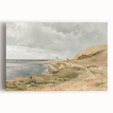 Vintage Coastal Landscape Art - Tranquil Seaside with Boats Canvas
