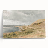 Vintage Coastal Landscape Art - Tranquil Seaside with Boats Canvas