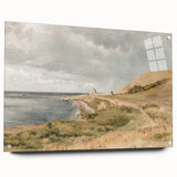Vintage Coastal Landscape Art - Tranquil Seaside with Boats Canvas