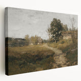 Vintage Countryside Landscape Art - Quiet Cottage and Path Canvas