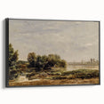 Vintage Riverside Art - Tranquil Ducks and Boat Canvas