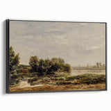 Vintage Riverside Art - Tranquil Ducks and Boat Canvas