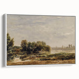 Vintage Riverside Art - Tranquil Ducks and Boat Canvas