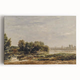 Vintage Riverside Art - Tranquil Ducks and Boat Canvas