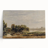 Vintage Riverside Art - Tranquil Ducks and Boat Canvas