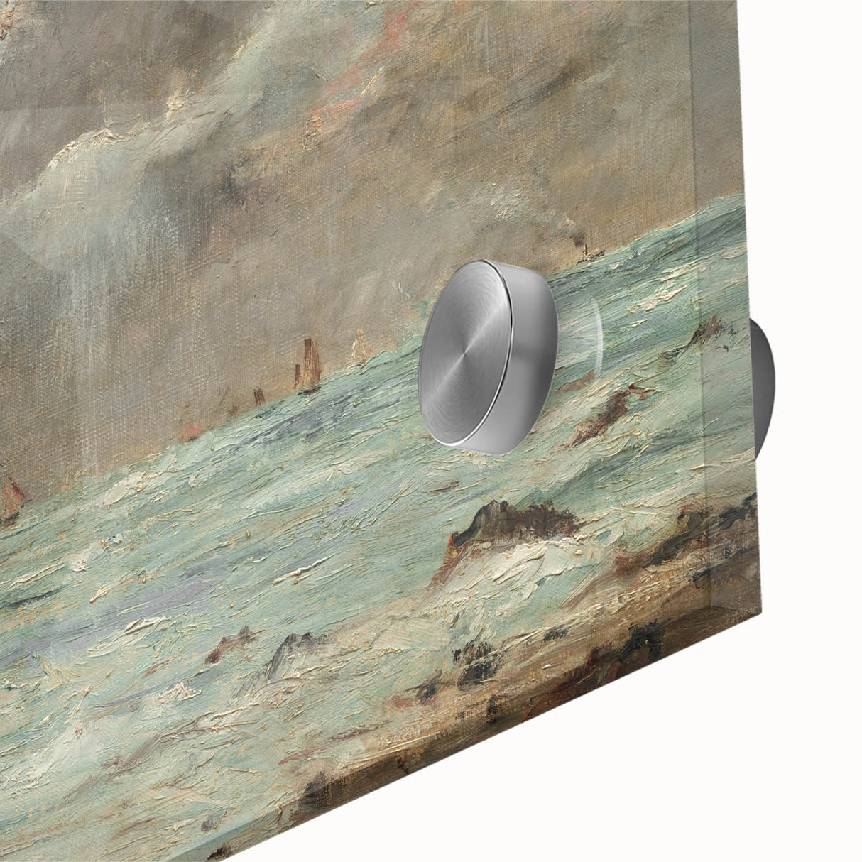 Vintage Seascape Art - Stormy Ocean with Ships Canvas